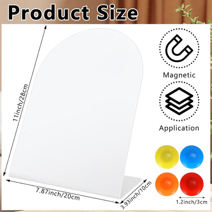 2 PCS Magnetic Bulletin Boards with Easel Stand, 11x8in Tabletop Metal Board with Anti-Tipping Bent Design and 4 Magnets, Memo Picture Display Board for Office, Kitchen, School, Home (Black)