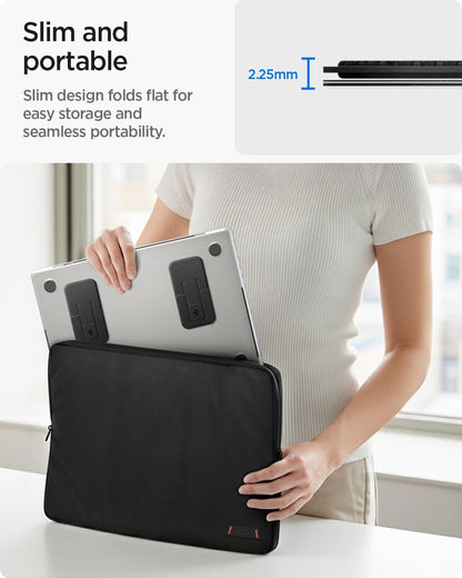 Spigen Slim Fold Portable Laptop Stand Keyboard Riser Foldable Ergonomic Angle Lift Anti-Slip Compatible with MacBook Neo, MacBook Air, MacBook Pro 11"-16" and iPad/Air/Pro and More - Black (LD201-S4)