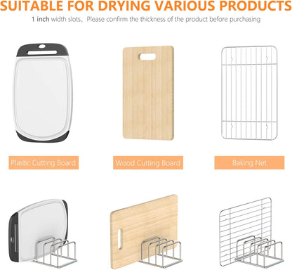 KORRTFID Cutting Board Holder Stand, Chopping Board Storage Rack, Cutting Board Organizer, 304 Stainless Steel Chopping Board Holder, Cookie Sheets Organizer 1.0+1.2 Inch Width Slots(Large)