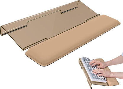 Laborio Computer Keyboard Stand for Desktop, Keyboard Riser Wrist Rest Holder for Easy Typing, Office Desk, Home, School Accessories(Coffee)