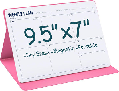 Magnetic Weekly Dry Erase Board,Portable Weekly Planner Whiteboard,Desktop Weekly Calendar White Board,to do List White Board 9.5"x7" Schedule Board Message Board for Office Home School (Black)