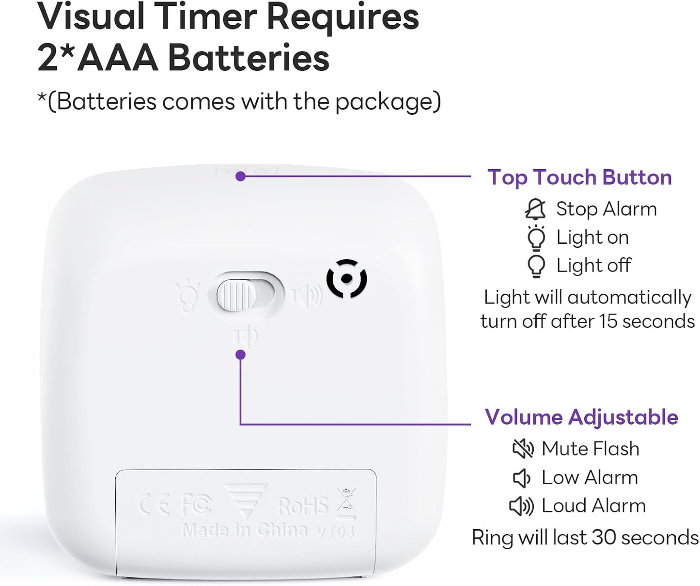 Yunbaoit Visual Timer with Night Light, 60-Minute Countdown Timer for Kids and Adults, Silent Classroom Timer, Time Management Tool for Home, School, or Work (Light Blue)