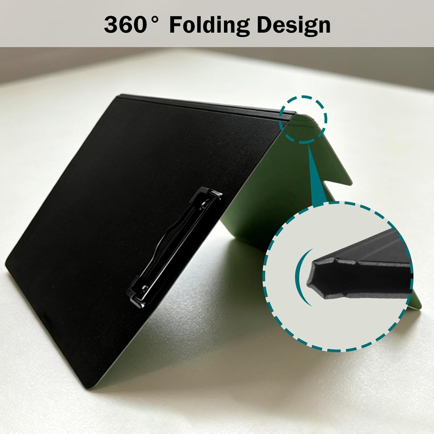 SITHON Foldable Clipboard Folder with Pen Slot, 360° Rotating PP Writing Pad with Dual Low Profile Metal Clips, Durable A4/Letter Size Document Folder for Nurses Classroom Business Office