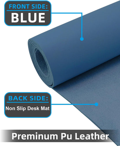 Leather Desk Pad Protector, Office Desk Mat, Large Mouse Pad, Non-Slip PU Leather Desk Blotter, Laptop Desk Pad Desk Accessories for Office and Home (Black, 40" x 17")