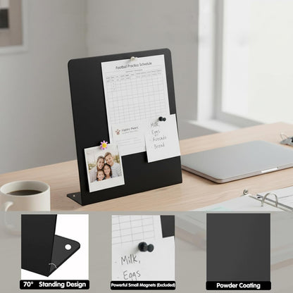 2 Pack Magnetic Board for Desk, Large 12.72x11.02 Inch Metal Bulletin Board with Stand, Portable Dry Erase Whiteboard for Wall & Tabletop, Message Center for Home Office Kitchen School (Not Magnets)
