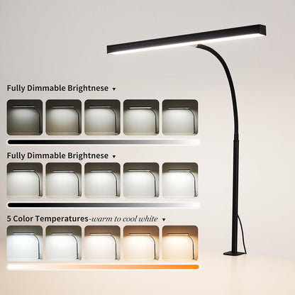 LED Desk Lamp for Office Home, Adjustable Flexible Eye-Caring Desk Light with,5 Modes 10 Brightness Adjustment, USB Adapter Desk Lamp with Clamp-MINI-B