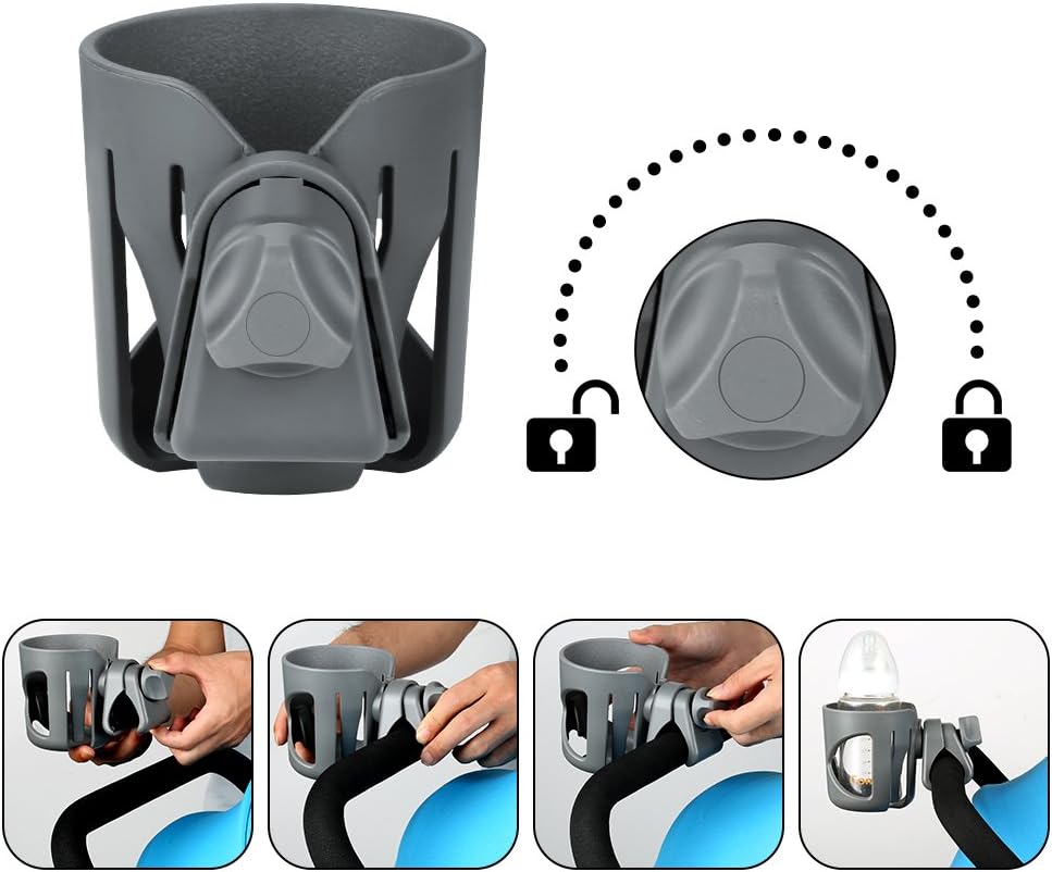 Accmor Stroller Cup Holder, Universal Cup Holder for Stroller Walker Bike, 360° Rotatable Large Caliber Designed Bottle Holder for Stroller, Bike, Wheelchair, Scooter