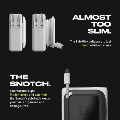 Fuse Reel The Side Kick Collapsible Charger Organizer and Travel Accessory,Usb-c, Compatible with MacBook and PC Charging Cords and Adapter Cable Management White