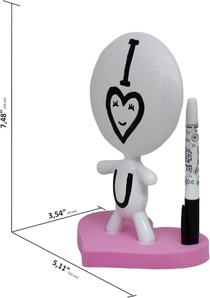 Dry Erase Board - TITTO in Love, Draw Your Ideas - Ceramic Doll - Black Office Design Desk - Coworkers Office Home Gift (Black)