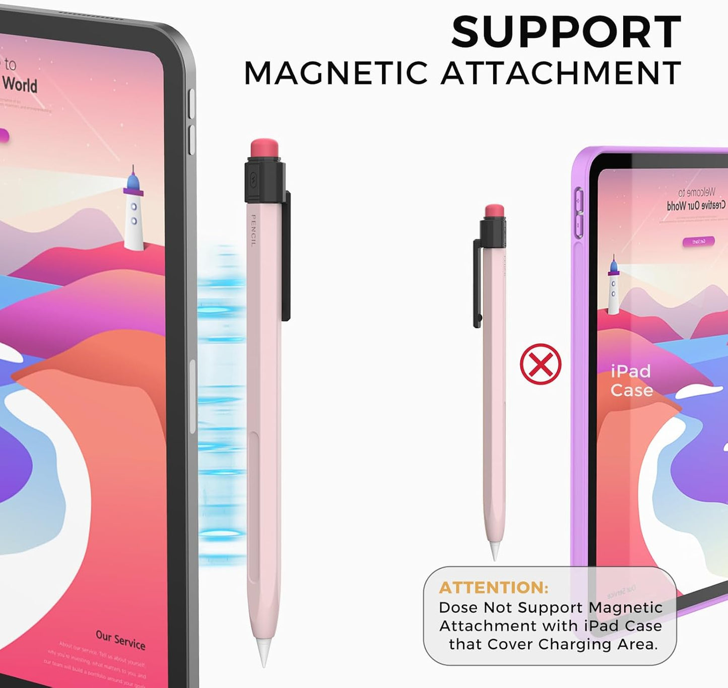 TRONWIN iPencil Case Sleeve Silicone Protective Cover Perfect Grip Skin Classic Design with Sturdy Clip Compatible with Apple Pencil 2nd Generation (Classic)