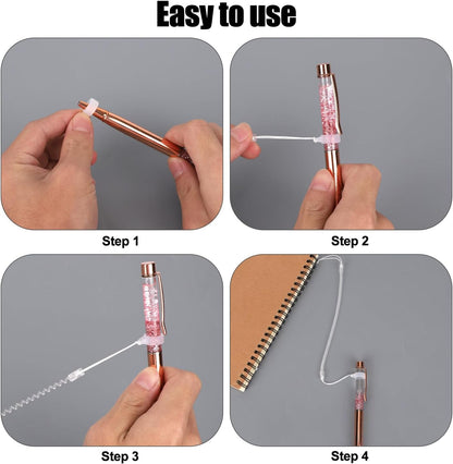 10pcs Pen Lanyards, Elastic Lanyard Tether with Silicone Rings Retractable Stylus Tether Clipboard Pen Strap Tablet Holder Anti-Lose Leash for Tethering Stylus to Touchscreen