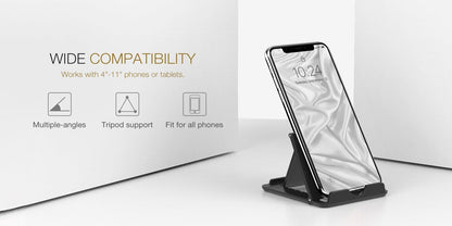 MoKo Phone/Tablet Stand, Foldable Tablet Holder Compatible with iPhone 17/17 Air/17 Pro/17 Pro Max, iPhone 16/Pro/Pro Max/Plus, iPhone 15/Pro/Pro Max/Plus, iPhone 14/Pro/Pro Max/Plus, Black
