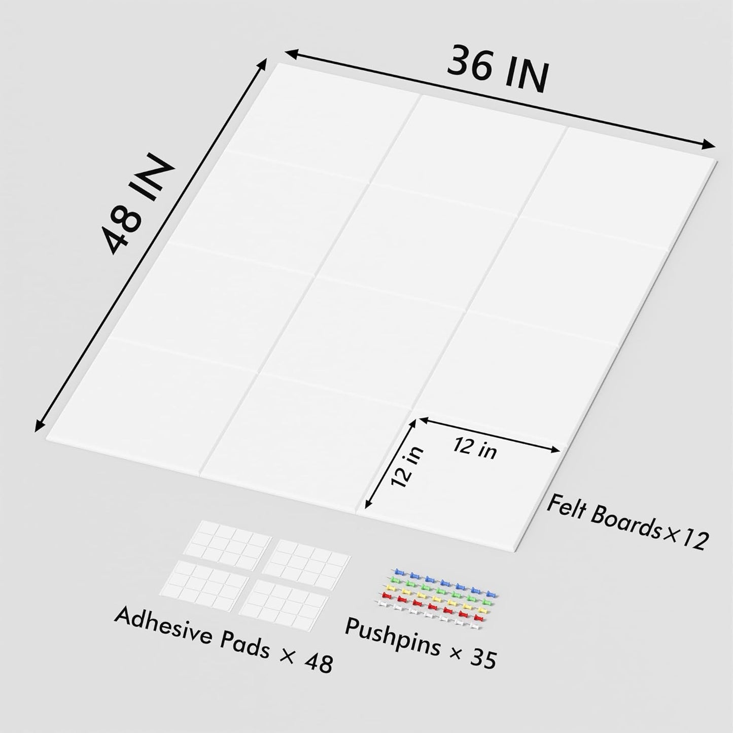 Neatsure Large Cork Board for Wall, Black Felt Bulletin Board with Pushpins, 36" x 24" 6 Panels Wall Tiles, Tack Push Pin Boards for Office