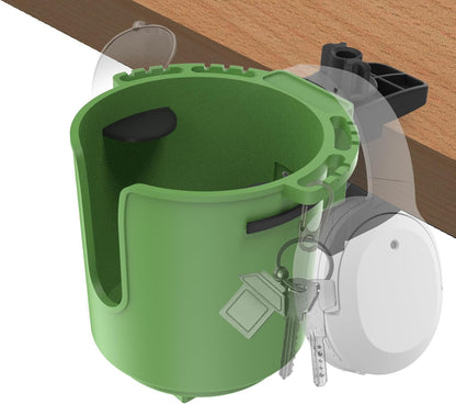 Desk Cup Holder with Spill-Proof Cup Design, Clip on Cup Holders for Desk, Table, Porch Swing, Patio Chair , Fits Maximum Diameter of 3/3.38 inches Bottles. (Black, Large)