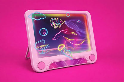 Magic LED Drawing Board for Kids, Light-Up Tracing Pad with 3 Double-Sided Cards & 4 Washable Markers, Glow Doodle Arts & Crafts Toy for Ages 3+