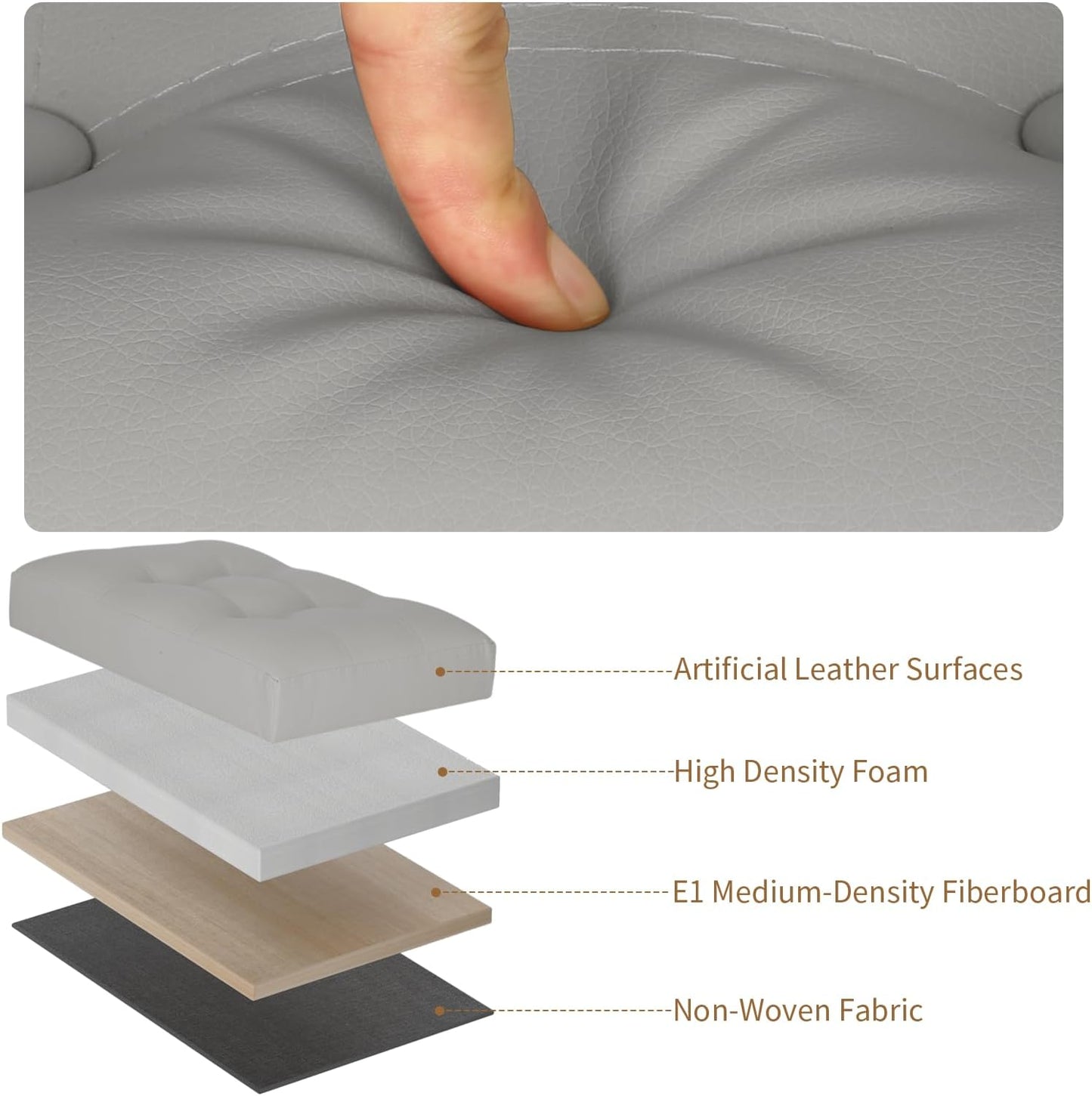 BelugaHelper Storage Ottoman Foot Rest Stool, Foldable Leather Footstool Storage Bench with Thicker Foam Padded Seat. Foot Rest Under Desk for Living Room Bedroom 350 lbs, 17x13x13 in, Brown