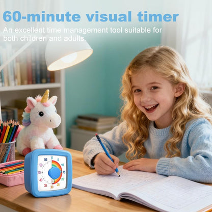 Visual Timer for Kids & Adults, 60 Minute Rainbow Countdown Timer, Time Management Tool for Classroom, Home, Kitchen, Office, School