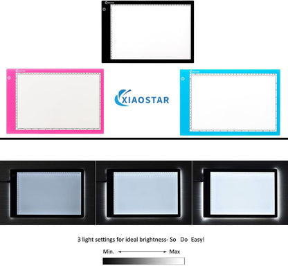 XIAOSTAR Light Box Drawing Pad A5, Tracing Board with Micro USB Cord Charge Cable and Brightness Adjustable for Artists, AnimationDrawing, Sketching, Animation, X-ray Viewing (A5) Not Rechargeable