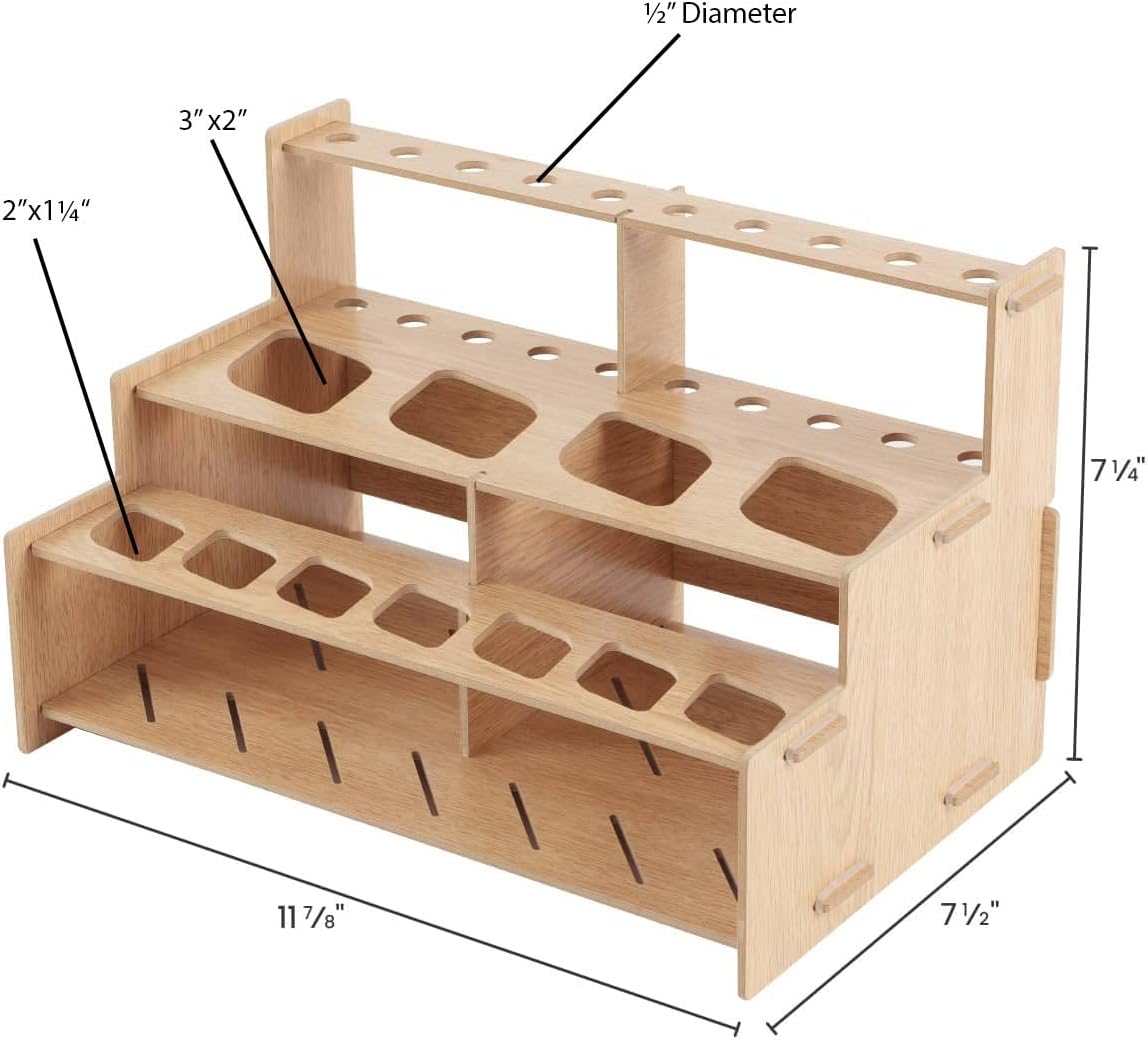 HG Art Concepts Mezzo Artist Drawing Rack - Wood Grain Laminate Multi Layer Desk Stand Professional Storage Display Organizer for Pens, Pencils, Drafting and all other Drawing Tools
