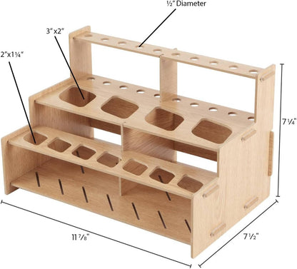 HG Art Concepts Mezzo Artist Drawing Rack - Wood Grain Laminate Multi Layer Desk Stand Professional Storage Display Organizer for Pens, Pencils, Drafting and all other Drawing Tools