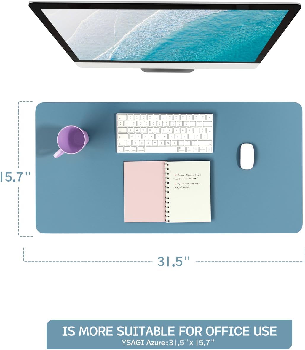 YSAGi Non-Slip Leather Desk Pad, Waterproof Laptop Computer Desk Keyboard Mat, Table Protector Blotter Mat, Large Mouse Pad for Office/Work/Home/Decor(Black, 31.5" x 15.7")
