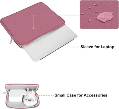 MOSISO Laptop Case 13.3 inch, 13-13.3 inch Laptop Sleeve Bag Compatible with MacBook Air/Pro 13/Pro 14 M5 M4 M3 M2 M1, HP Dell ASUS Lenovo, Neoprene Computer Sleeve Bag with Small Case, Baby Pink - Colors B