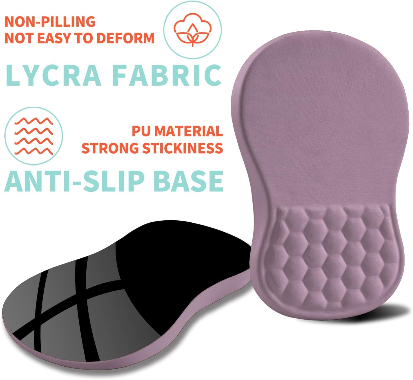 Ergonomic Mouse Pad Wrist Support with Memory Foam Massage Bulge, Carpal Tunnel Pain Relief Mousepad Wrist Rest for Mouse(12x8 inch, Silver Gray Light Purple)