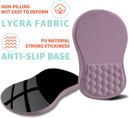 Ergonomic Mouse Pad Wrist Support with Memory Foam Massage Bulge, Carpal Tunnel Pain Relief Mousepad Wrist Rest for Mouse(12x8 inch, Silver Gray Light Purple)