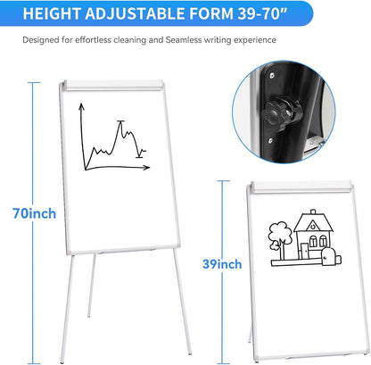 Easel Whiteboard - Magnetic Portable Dry Erase 36 x 24 Tripod Height Adjustable, 3' x 2' Flipchart Easel Stand White Board for Office or Teaching at Home & Classroom (36x24 White)