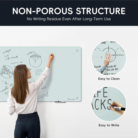 Magnetic Glass Whiteboard - Glass Dry Erase Board 48"x36" Large Frameless Board for Walls Office School and Home