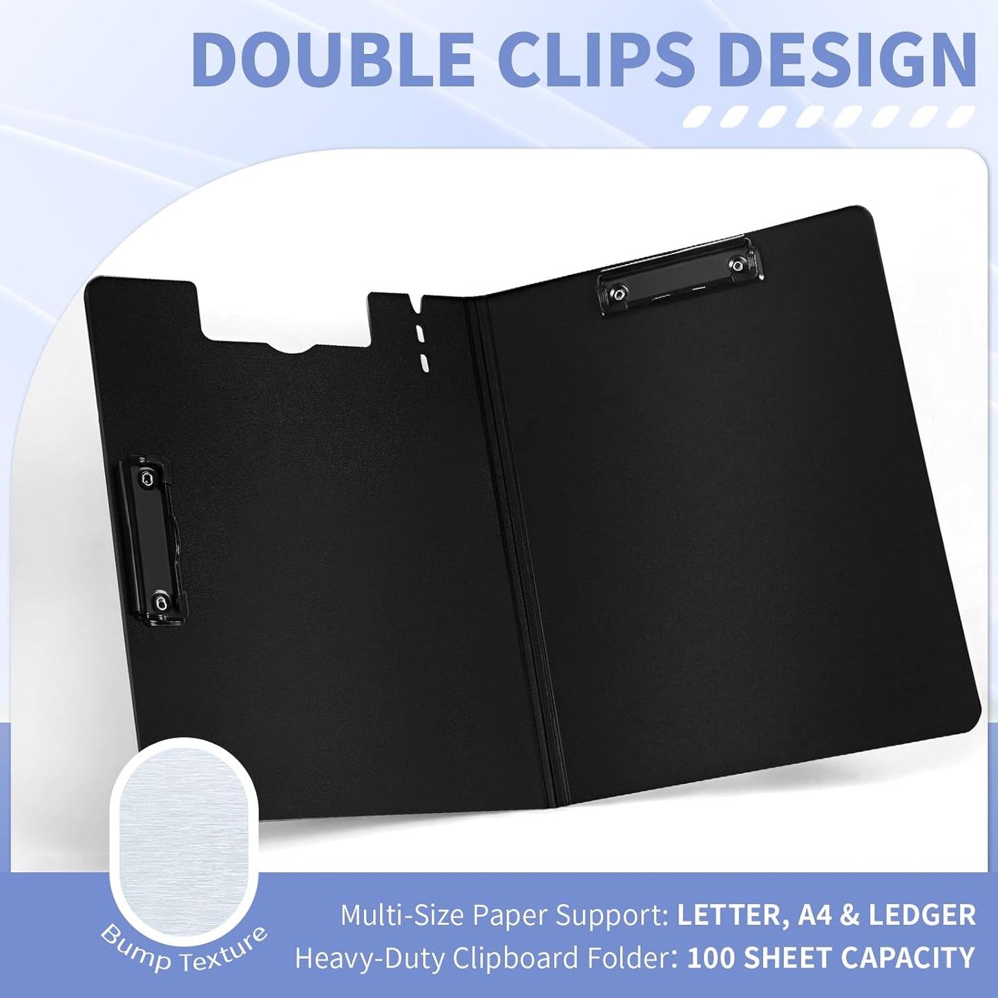 Clipboard Folder, with Dual Metal Clips, Embossed-Texture, Folding 360° Rotating, Nursing Clipboard for Letter and A4, Pen Holder (Green, 1)