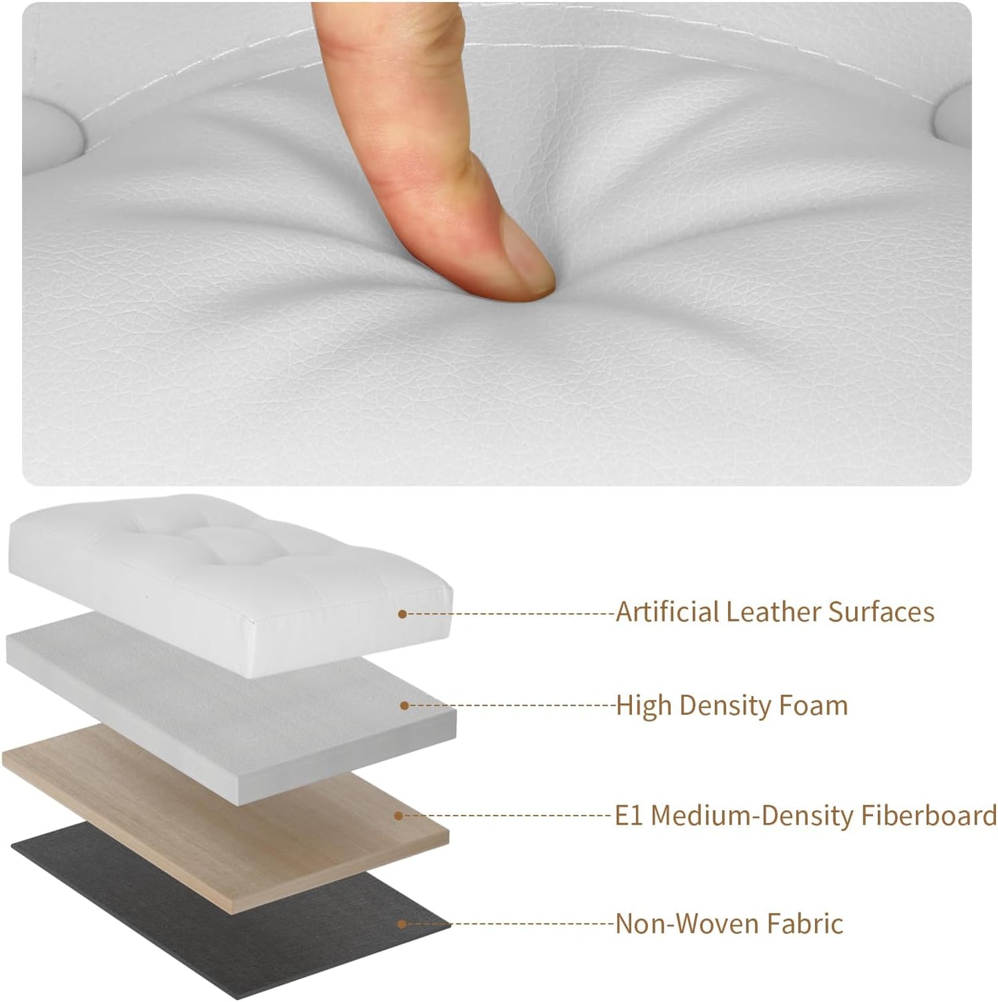 BelugaHelper Storage Ottoman Foot Rest Stool, Foldable Leather Footstool Storage Bench with Thicker Foam Padded Seat. Foot Rest Under Desk for Living Room Bedroom 350 lbs, 17x13x13 in, Brown