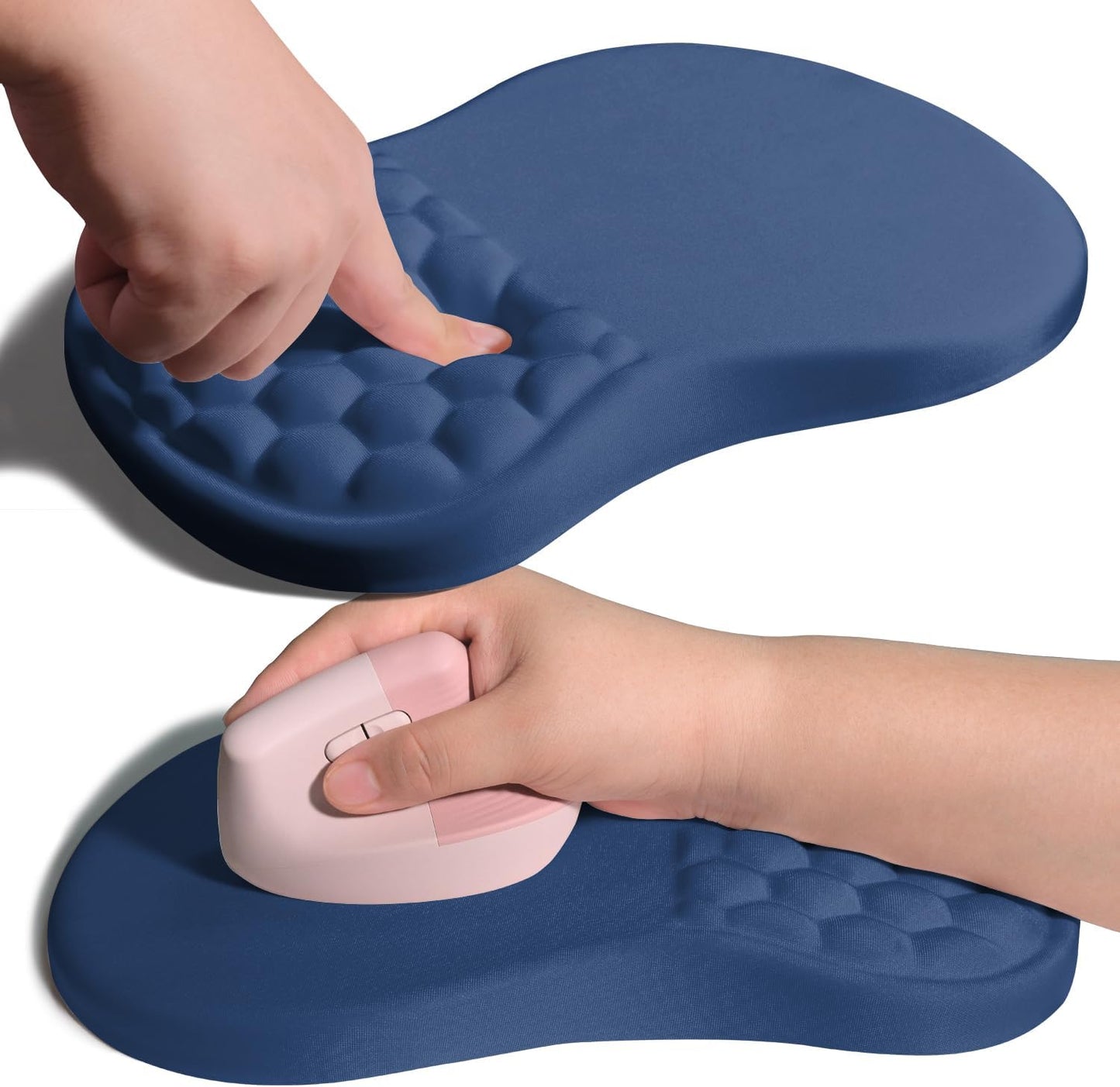 Ergonomic Joint Wrist Support Mouse Pad with Memory Foam Cushion Massage Bump, Carpal Tunnel Pain Relief Mousepad Slope Design for Wrist Rest, 11.8x7.9 in, Black