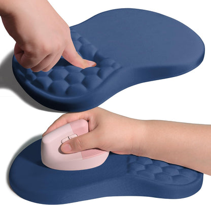 Ergonomic Joint Wrist Support Mouse Pad with Memory Foam Cushion Massage Bump, Carpal Tunnel Pain Relief Mousepad Slope Design for Wrist Rest, 11.8x7.9 in, Black