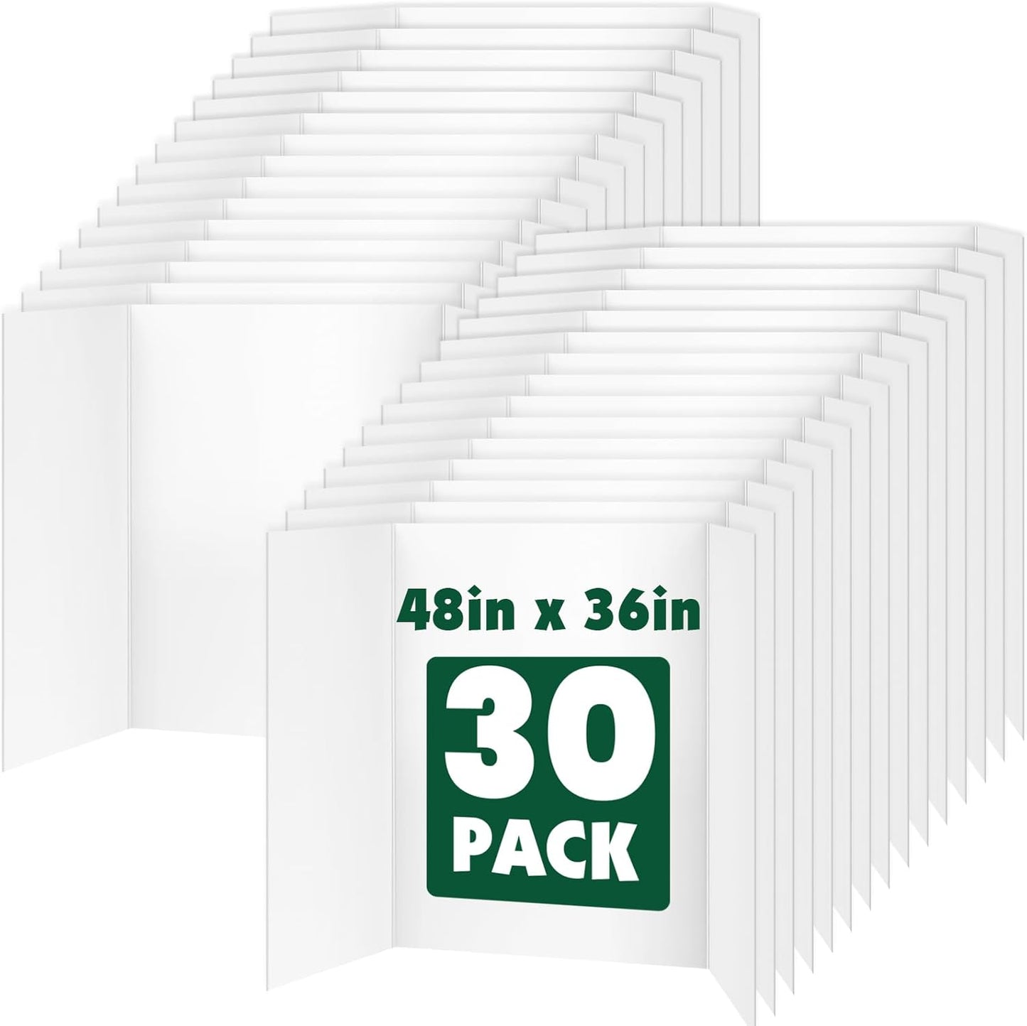 10 Pack Trifold Poster Board, 36in x 48in Corrugated Project Board, White Presentation Board, Trifold Display Board for School Project, Business Presentation, Science Fairs, Event Display