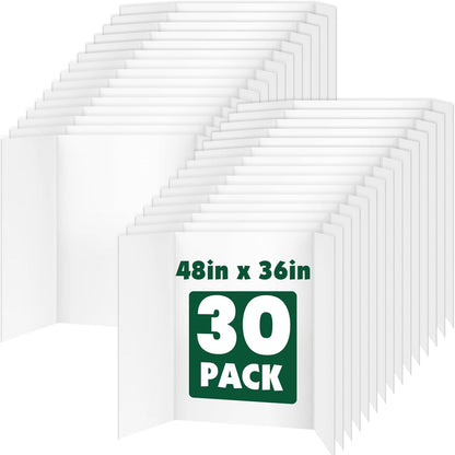 10 Pack Trifold Poster Board, 36in x 48in Corrugated Project Board, White Presentation Board, Trifold Display Board for School Project, Business Presentation, Science Fairs, Event Display