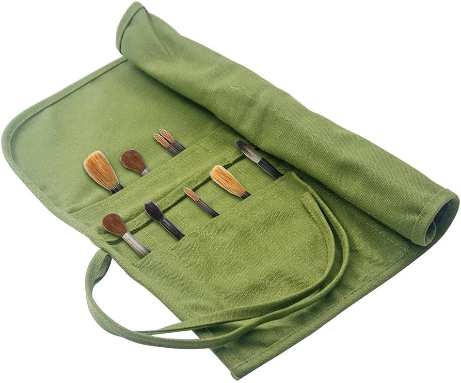 Yongdeli Canvas Paint Brush Organizer - 22 Pocket Holder for Acrylic, Oil, Watercolor & Gouache Artist Brushes