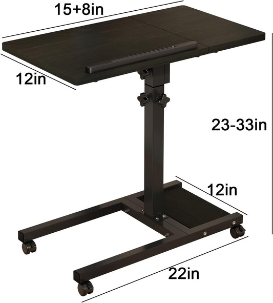 TigerDad Mobile Adjustable Height Laptop Stand PC Computer Portable Notebook Swivel Laptop Desk Rolling Table Desk Cart Tiltable with Wheels Casters& Mouse Pad Table
