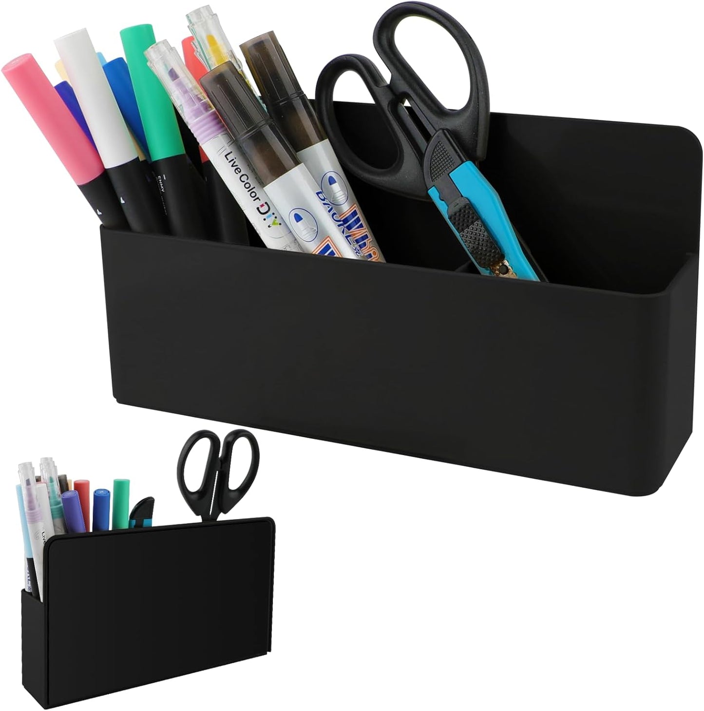 KITANIS Magnetic Pen Holder,2 Pack Magnetic Dry Erase Marker Holder with Generous Compartments,Strong Magnet Storage Marker Pen Pencil Organizer for Refrigerator,Whiteboard,Locker Accessories
