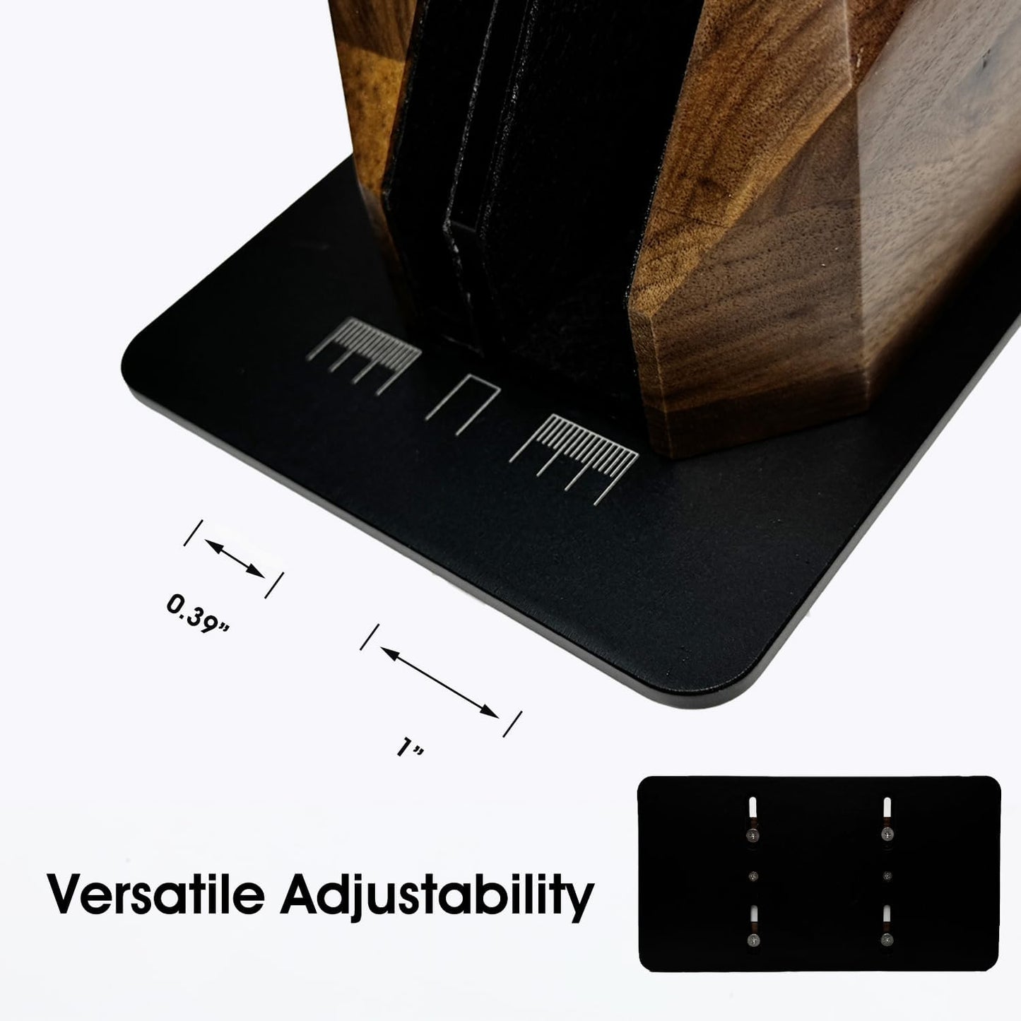 Vertical Laptop Stand for Desk, Dual Slot Wood Laptop Holder to Dock MacBook, MacBook Pro and & Gaming Laptops, Solid Black Walnut, Geometric Sculpted Craftsmanship