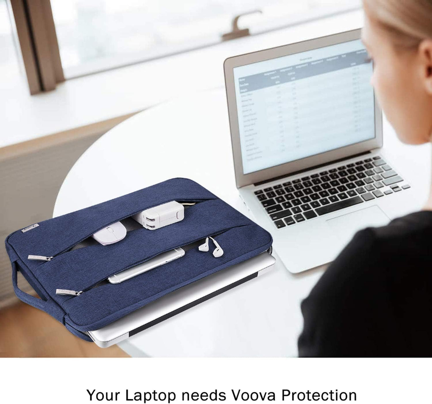 Voova 15.6 16 Inch Laptop Sleeve Case Compatible with MacBook Pro 16 M1/M2/M3/M4 Max 2019-2025, 15.6-16” Hp Lenovo Acer Asus, Waterproof Slim Computer Bag Cover with Handle, Grey