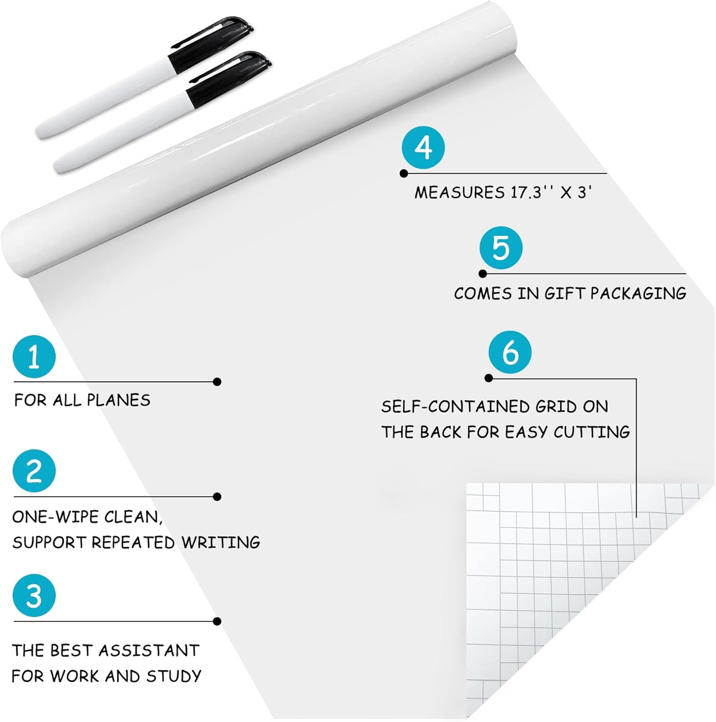 Dry Erase Board Sticker- Whiteboard Stickers-8.27''x11.69'' Removable Dry Erase Sheets- Fridge Dry Erase Paper for Wall/Desk/Refrigerator/Door/Locker/Home/Office/Classroom (White-2Pcs)