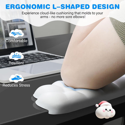 JIKIOU L-Shaped Desk Elbow Pad for Desk, Memory Foam Elbow Support Padding with Non-Slip, 2 Pack Ergonomic Desk Edge Cushion, Wrist Comfort Support for Office Home Black