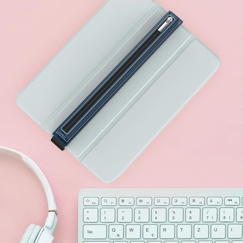 MoKo Pencil Case Fit Apple Pencil Pro, iPencil (USB-C), Apple Pencil 1st/2nd Generation, Stylus Pencil Sleeve PU Leather Zipper Pouch with Elastic Band for 9.7"-12.9" Tablet, Space Gray