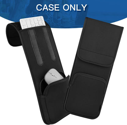 Keyboard Sleeve Travel Case for Wireless Bluetooth Full Size Keyboards (up to 20 Inches), 6.1" x 17.5" up to 6.1" x 20" Neoprene Protective Keyboard Case with Mouse Storage Pocket (Black)