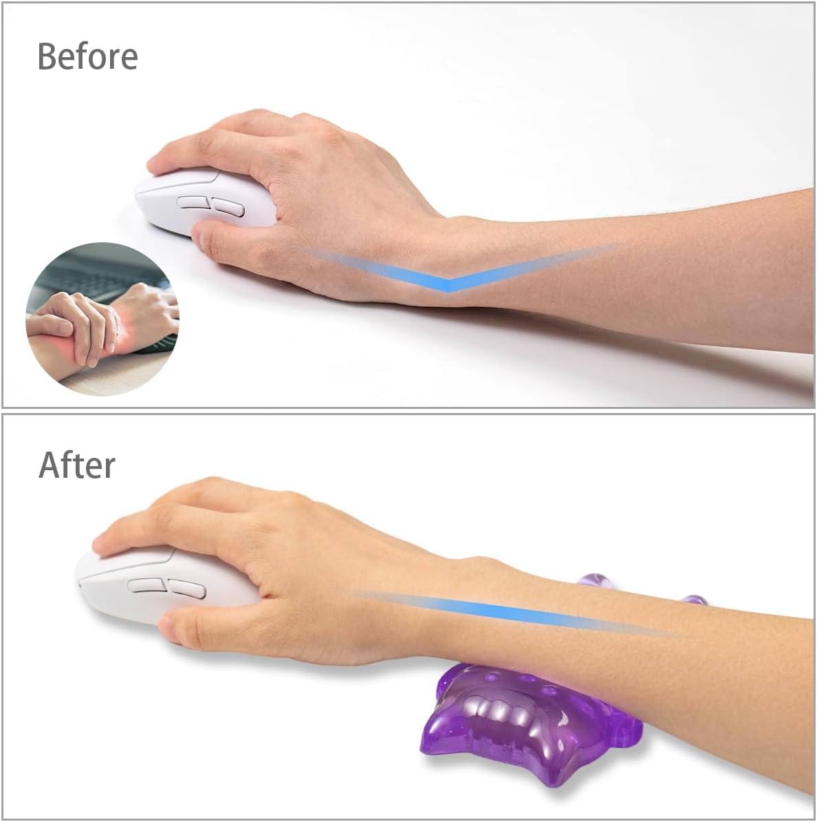 Ergonomic Gel Mouse Wrist Rest – Clear Cute Cat Mouse Wrist Rest, Comfort & Support for Typing and Gaming (Pink)