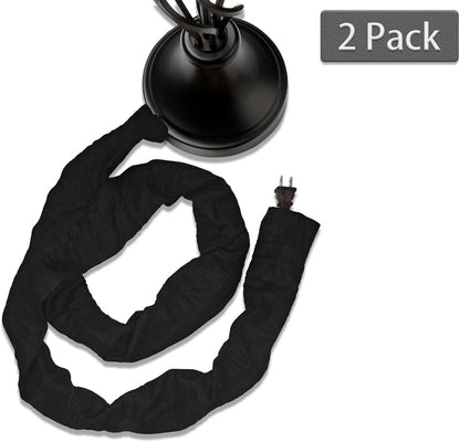 2 Pcs Fabric Cord Cover & Chandelier Chain Cover Each 6 Feet Long, Easy to Install, Ideal for Chandeliers, Lighting, Wire, Cable Management and Hiding (Black)