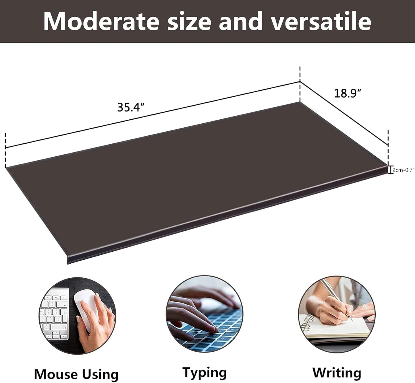AKOZLIN 35.4"x 18.9" Soft PU Leather Surface Office Desk Mouse Mat Anti-Push Pad with Full Grip Fixation Lip Table Blotter Edge-Locked Protector