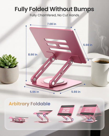 LOXP Adjustable Tablet Stand, 360 Rotating iPad Stand with Heavy-Duty Base, Tablet Holder Compatible with 4.7-16.9" Device, iPad Pro Air Mini, Kindle, Surface Tablet, Portable Monitors - Black
