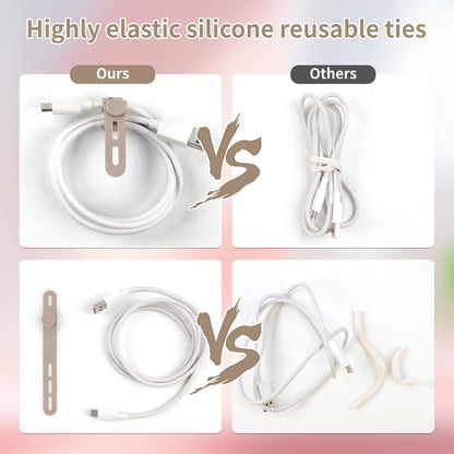 Oligei 25 Pcs Silicone Cable Ties, Cable Ties Reusable, High Elasticity Cord Wraps for Electrical Cords, Cord Organizer for Earphone, Phone Charger(Black)